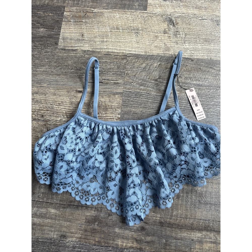 Victoria's Secret Bralette Body by Victoria Flutter Flounce Crochet Dusty Blue M